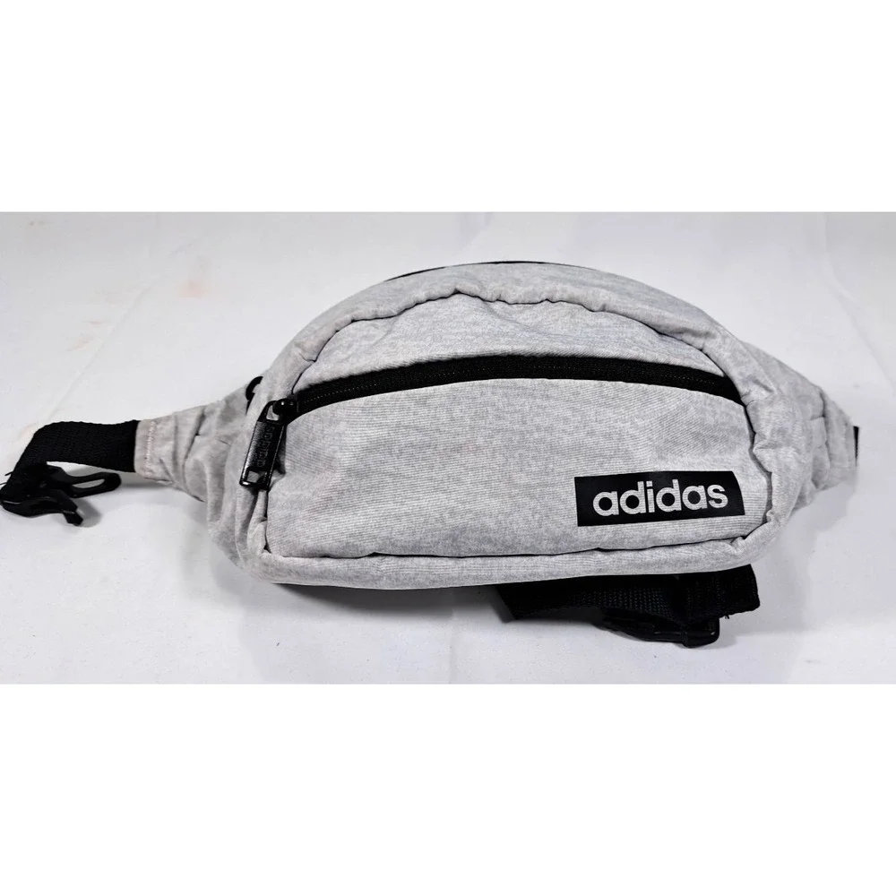 Adidas Waist Bag Fanny Pack Heather Grey Jersey Logo Adjustable Strap Streetwear